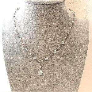 Swarovski Diamond Crystal beaded silver chain minimalist choker necklace